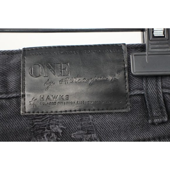 One teaspoon shorts women's 25 Black distressed hawks twisted cuff cotton high - Picture 6 of 11